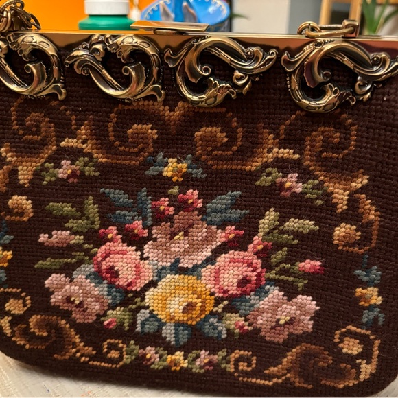 Vintage Floral Embroidered Brown Handbag - Picture 3 of 4